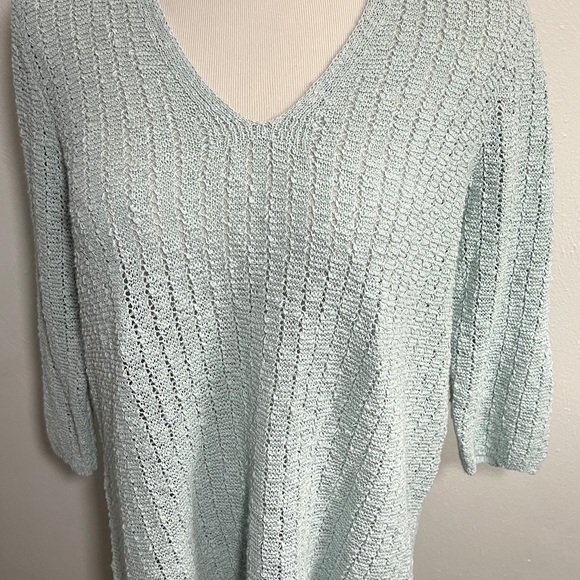 J. Jill Sweaters - J Jill Sweater Womens XL Crochet Open Knit‎ V-Neck Agean Mist Coastal A5